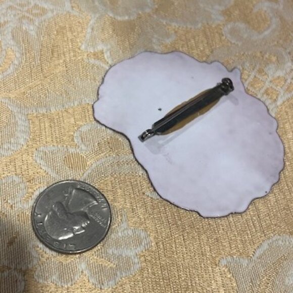 HOLIDAY🎄🎄SANTA Copper Enamel Large Artisan BROOCH - Picture 7 of 7